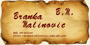 Branka Malinović vizit kartica